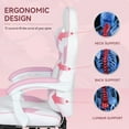 thumbnail image 5 of FULLWATT Video Gaming Chair Office Chair Ergonomic PC Computer Chair Reclining Racing Chair with High Back Swivel Executive Office Desk Chair with Extendable Footrest Adjustable Lumbar Pillow Pink, 5 of 8