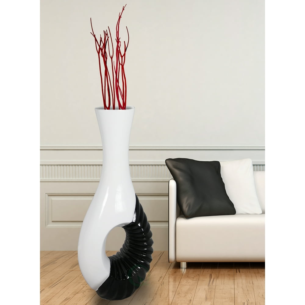 Modern Black and White Large Floor Vase 43 Inch