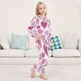 thumbnail image 6 of Fluffy Pajamas Set Fuzzy Winter Warm Pj Sets Pullover Tops and Long Pants Pink and Maroon Hearts Medium, 6 of 8