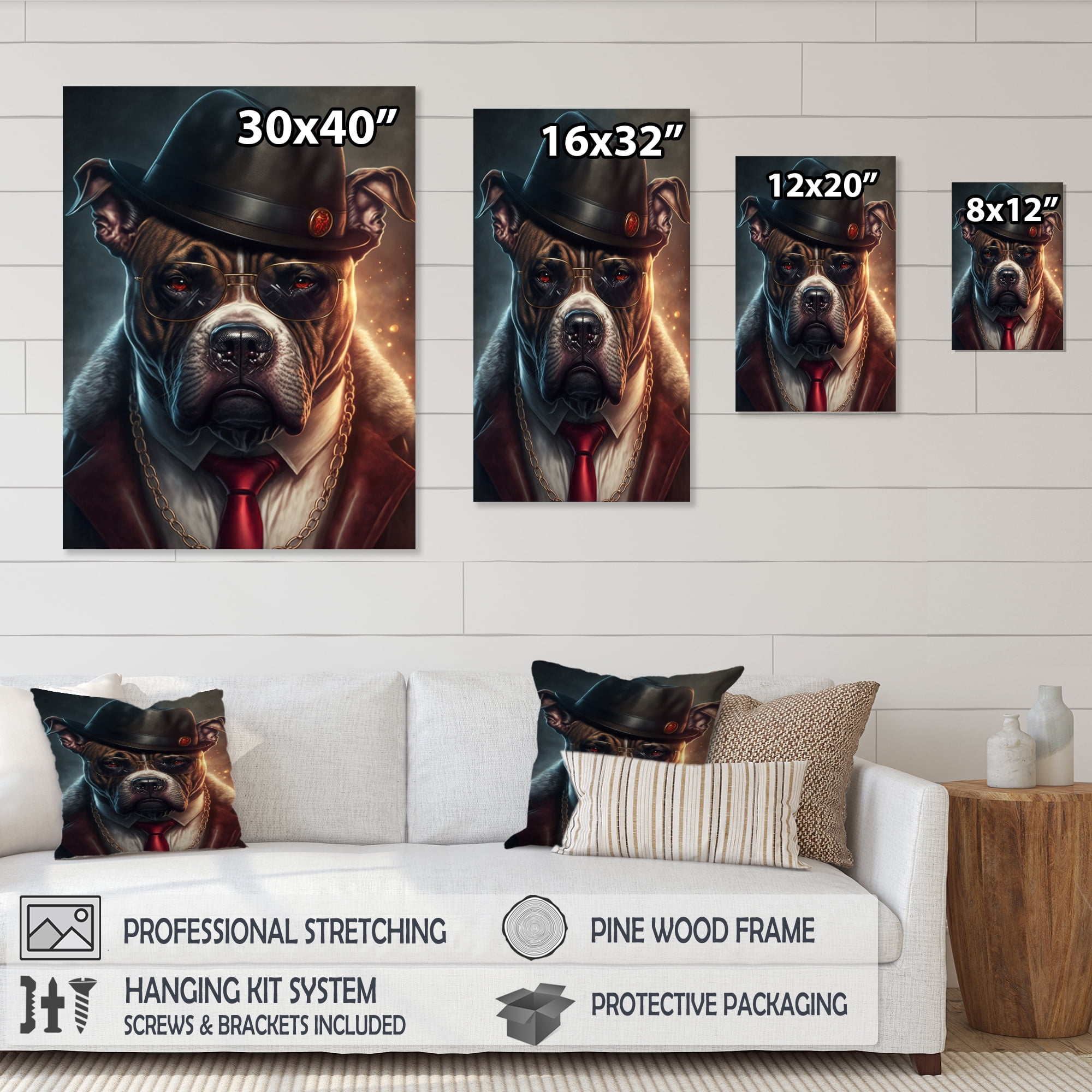 Designart Mafia Pitbull III Canvas Wall Art
