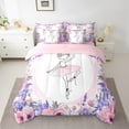 thumbnail image 2 of Erosebridal Floral Ballet Bedding Sets Twin Size,Dance Theme Comforter Sets with Sheets,Pink Purple Bed in a Bag Twin size,Microfiber Dreamy Bedroom Decorative,Reversible,7pcs, 2 of 6