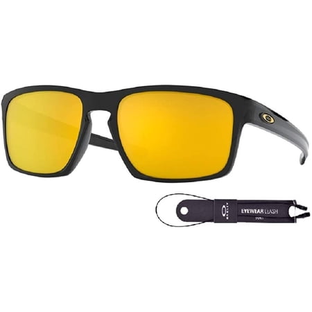 Oakley Sliver OO9262 926205 57M Polished Black/24K Iridium Sunglasses For Men+BUNDLE with Oakley Accessory Leash Kit