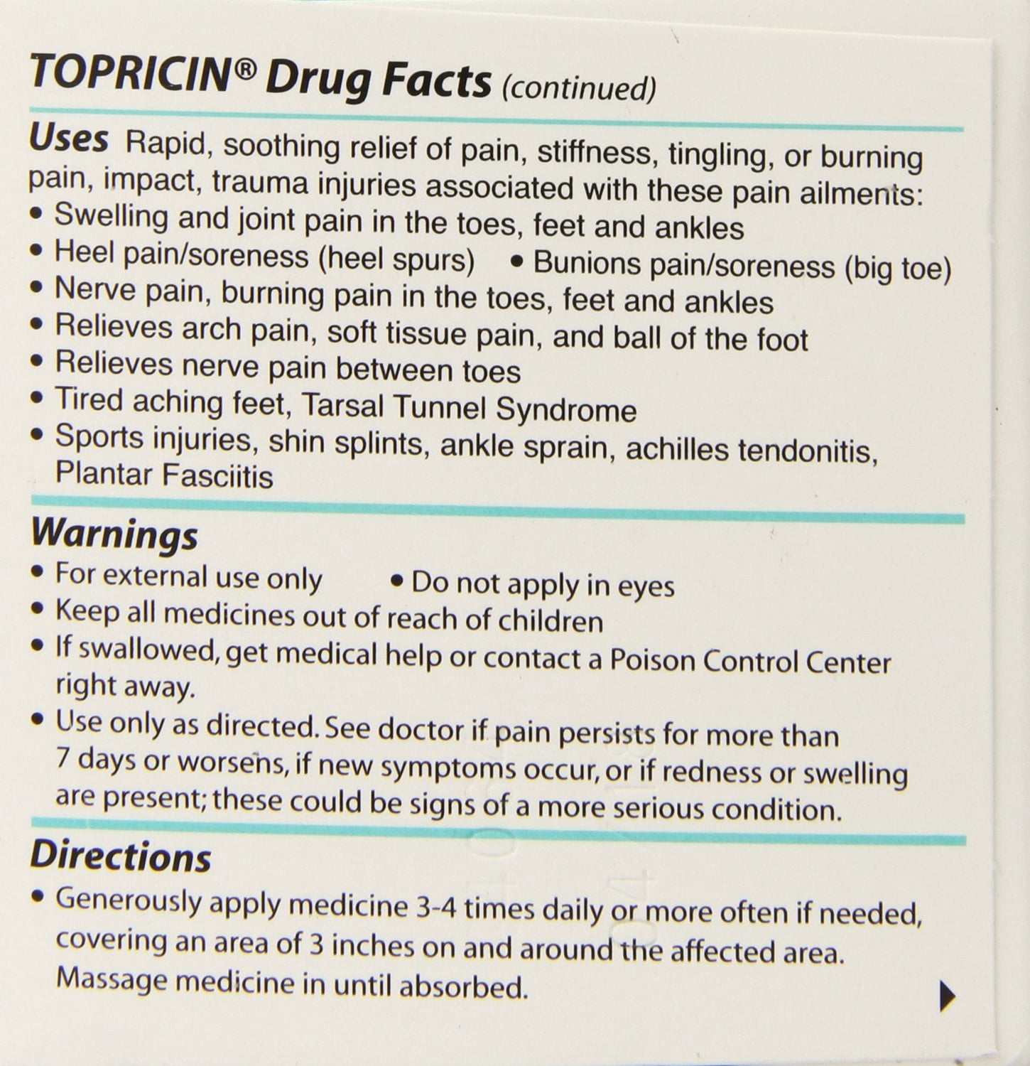 Topricin Foot Pain Relief Cream 4oz