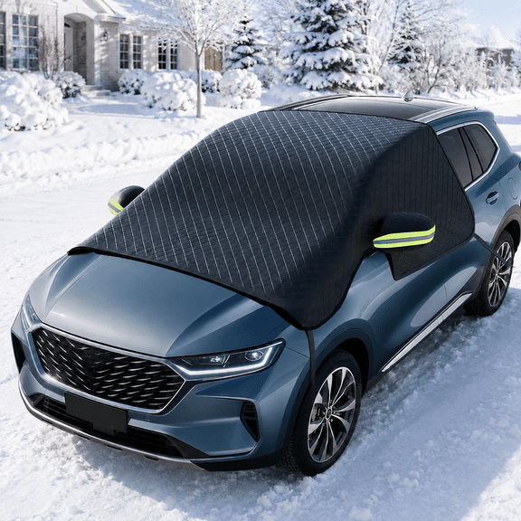 TTDEKGH Car Windshield Cover for Ice and Snow, Waterproof Oxford Windshield Snow Cover with Side Window & Rearview Mirror Protection, Suitable for Most Cars,Suv,Truck