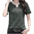 thumbnail image 1 of Kaemgyyd Womens Tops Notch V Neck Short Sleeve Summer Tops Plus Size Button up Solid Color Beach Vaction Clothes, 1 of 3