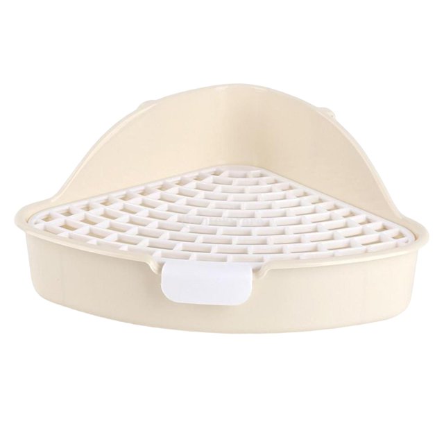 Inodoro para mascotas Orinal Entrenador Lado alto Fácil de limpiar Jaula Inodoro Pet Pan Jaula Accesorios Conejo Caja de arena para cobayas, hurones, Beige Fernando Inodoro con bandeja de arena