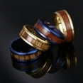 thumbnail image 2 of GKNET Mens Wooden Wood Inlay Ring for Men Women Stainless Steel Size 6-13-9-Silver+Acacia wood slice, 2 of 9
