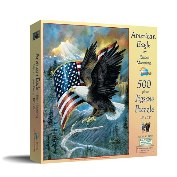 SUNSOUT INC - American Eagle - 500 pc Jigsaw Puzzle by Artist: Ruane Manning - Finished Size 18" x 24" Fourth of July - MPN# CL59012