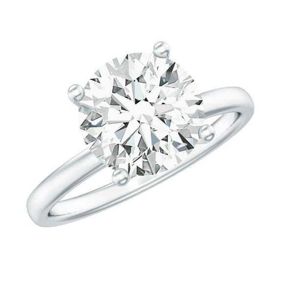 Rosec Jewels Certified Lab Grown Diamond Solitaire Engagement Ring 2 Carat - 9 mm - EF-VS Grade, 925 Sterling Silver, US 4.00