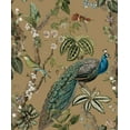 thumbnail image 2 of Gold Climbing Peacock & Climbing Florals Tropical Wallpaper, 2 of 4