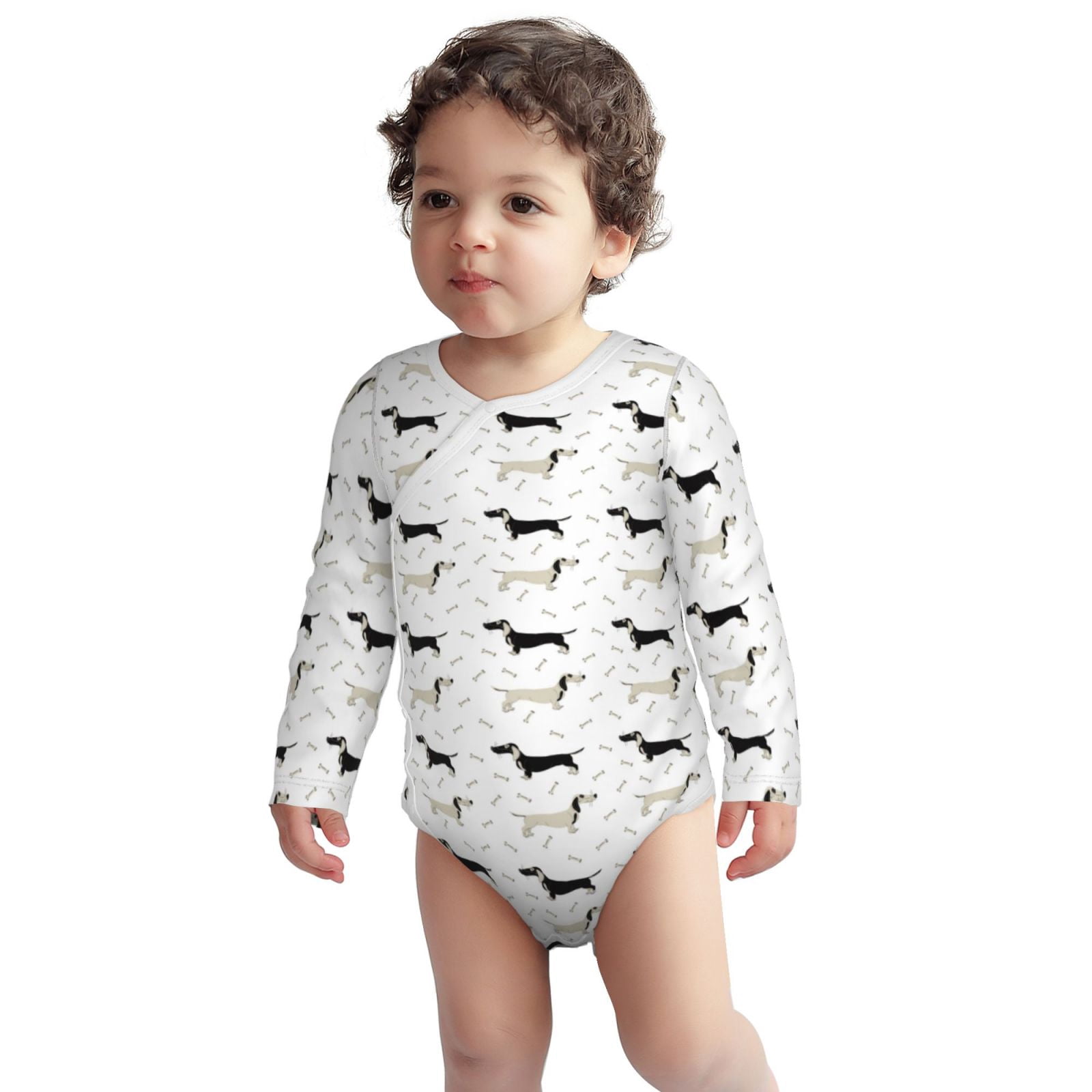 Xecao Dachshund Dog Print Baby unisex-baby Cotton Long-sleeve Bodysuits-3 Months