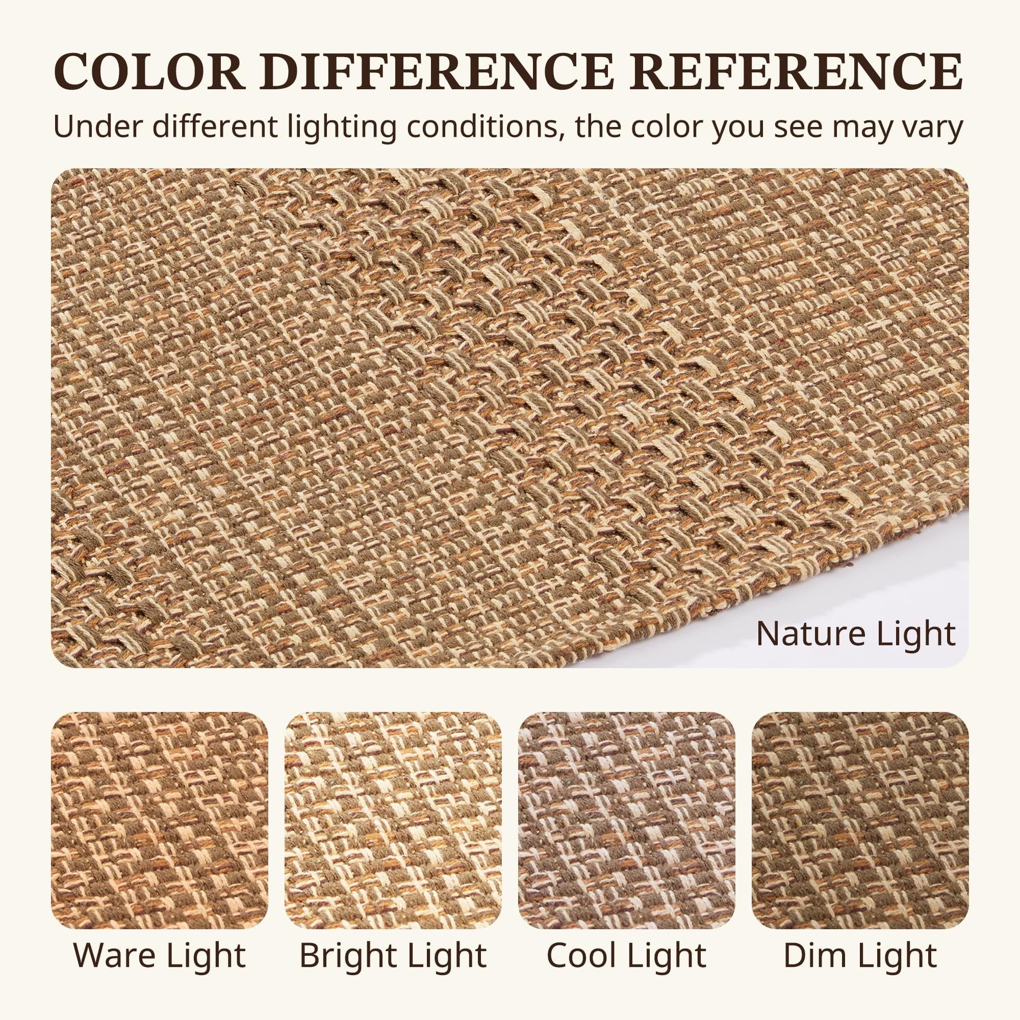 MatEssenz 27.5"x43" Outdoor Rug, Doormat for Front Door, Farmhouse Welcome Mat, Washable Low-Pile Cotton Blend Front Porch Rug, Light Taupe Brown Check Pattern