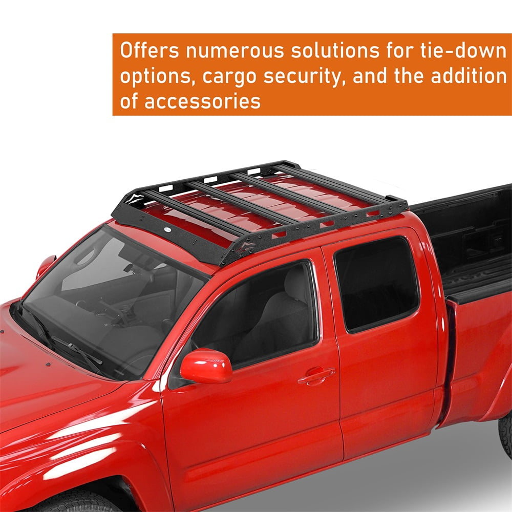 Hooke Road Steel Roof Rack Cargo Carrier Fit Toyota Tacoma 2005-2023 Access Cab 2nd 3rd Gen ,Black