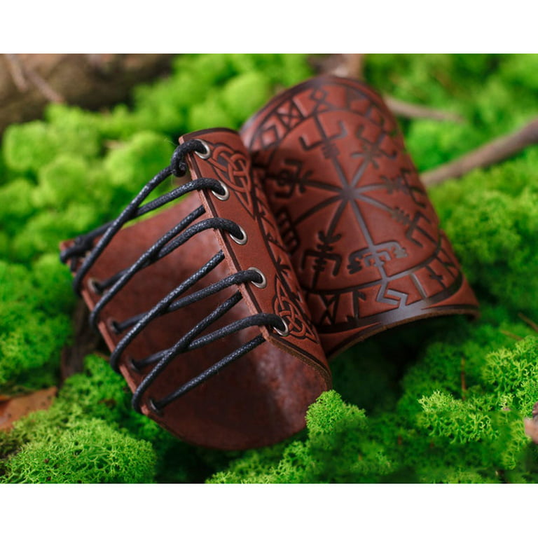 HGYCPP 1 Pair Nordic Viking Vegvisir Embossed Arm Bracers Medieval