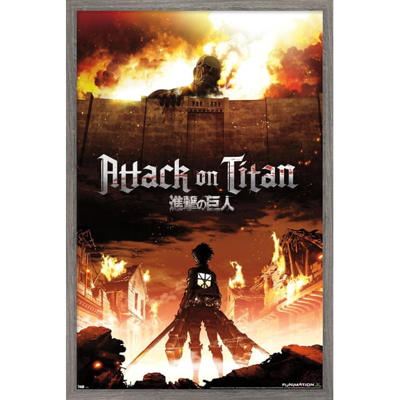 Attack on Titan - Fire Wall Poster, 22.375" x 34", Framed