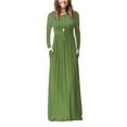 thumbnail image 2 of Mengpipi Women's Maxi Dresses Long Sleeve Casual Long Dresses Loose Plain with Pockets, Army Green-XXL(US 20-22), 2 of 4