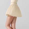 thumbnail image 6 of felwors Women's Pleated Active Skort with Built-in Shorts - High Waisted Tennis Skirt for Golf, Running, Workout (Light Yellow, M), 6 of 6