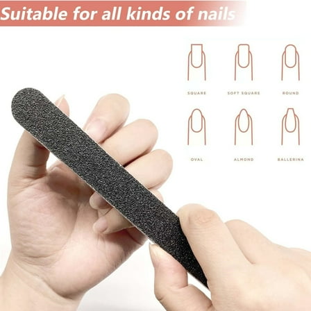20 Pack 100/180 Grit Nail Files, Black Professional Reusable Emery Boards Nail File, Manicure Tool Suitable for Both Acrylic and Natural Nails