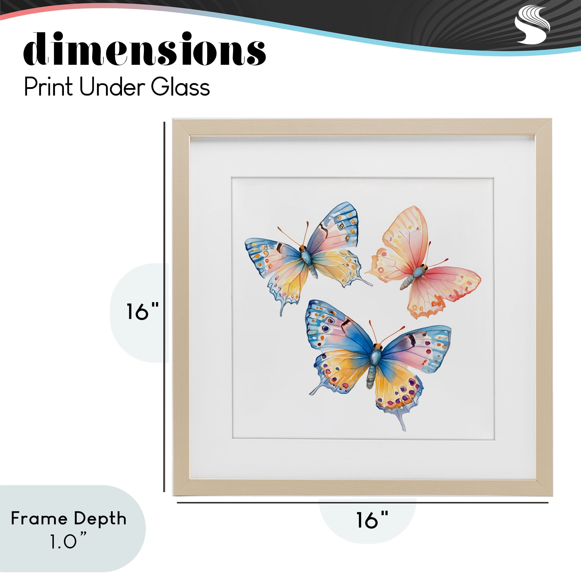 Stupell Industries Whimsical Butterfly Trio Birch Framed Print Under Glass, design by Creative Studio