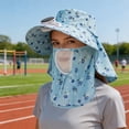 thumbnail image 4 of Outdoor Wide Brim Sun Hat with Solar Fan Built in Women Sun Hats with Neck Shield Flap Floral Bucket Fishing Hat UV Protection Visor Hat for Women Men Camping Hiking Beach Gardening, 4 of 6