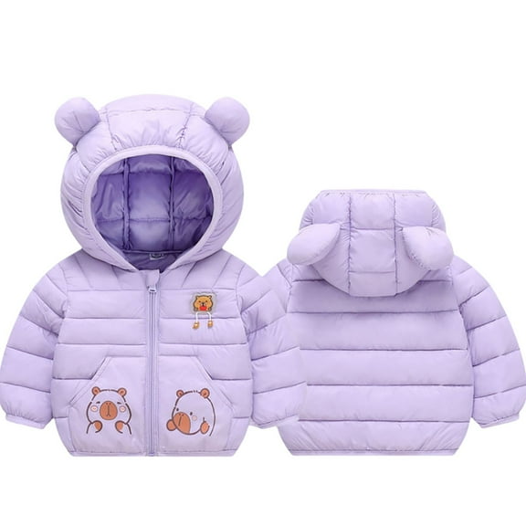 CAIVO Boys Winter Down Long Sleeve Jackets Coats With Cartoon Hooded Coats Kids Warm Insulated Outerwear Cold Weather Stylish Child Clothing