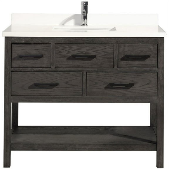 Ari Kitchen & Bath Betty 42" Solid Wood Bathroom Vanity in Weathered Gray