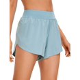 thumbnail image 1 of Shorts CRZ YOGA cintura media con abertura lateral y tiro de 10 cm azul claro, 1 of 4