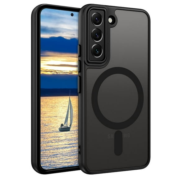 for Samsung S22 Case Magnetic [Compatible with MagSafe] TPU Slim Protective Translucent Matte Smooth, phone case for Samsung S22, Black