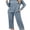 Dusty Blue, variant on Qylux Women's Pajama Long Sleeve Adjustable Long Pants Sleepwear Set Soft Two Piece Matching Set with Pockets,Red Grid,XL