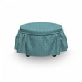 thumbnail image 3 of Damask Ottoman Cover, Abstract Floral Lattice Art, 2 Piece Slipcover Set with Ruffle Skirt for Square Round Cube Footstool Decorative Home Accent, Standard Size, Aqua and Purpleblue, by Ambesonne, 3 of 5