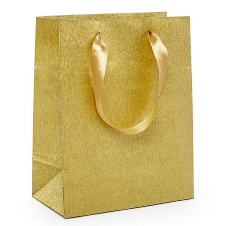 12ea - 10-1/4x4-3/4x12-5/8 Gold Brushd Metallic Euro Tote | Width: 10 1/4" Gusset - 4 3/4" Width 10 1/2" by Paper Mart