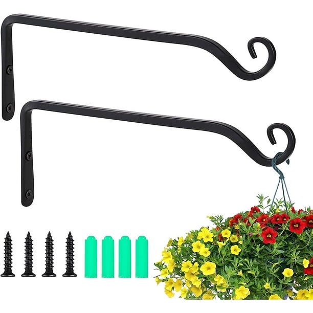 Ganchos para plantas colgantes de 10 pulgadas, gancho de pared de metal Soporte para colgar plantas Gancho para pastores, para colgar comederos para pájaros, campanas de viento, cestas de flores,