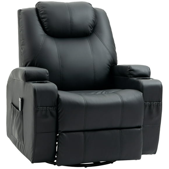 HOMCOM PU Leather Massage Recliner Chair with 360 Degree Swivel Seat