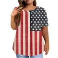 thumbnail image 2 of Patlollav July 4Th Tshirt For Women Plus Size Short Sleeve Tops Stripe Print Oversize Blouses Independence Day Round Neck Tee Shirt, 2 of 6
