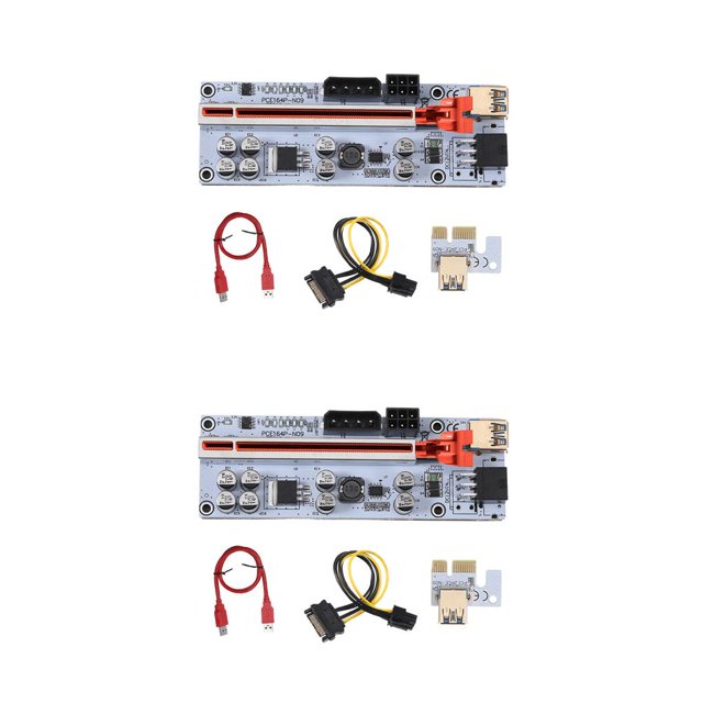 Decodeary PCI-E 1x to 16x Adapter 6pin Power Port PCI- Extender Miner Equipment Red 2Set