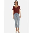 thumbnail image 3 of Women's V-Neck T-Shirt - Casual Short Sleeve Loose Fit Tee - Soft Comfortable Basic Top, 3 of 6