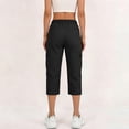 thumbnail image 6 of Cargo Capris for Women High Waisted Solid Color Trousers with Pockets Casual Straight Leg Pants for Summer Street Style Fashion, 6 of 8