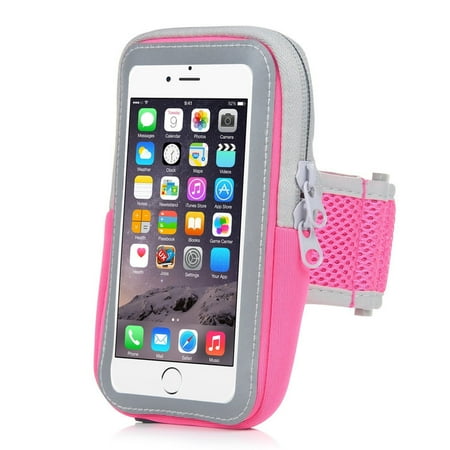 iPhone Armband,Bangde Sports Armband Sweatproof Running Armbag Gym Fitness Cell Phone Case with Key Holder Wallet Card Slot for iPhone 7 Plus 6 Plus 6s Plus Samsung Galaxy S5 S6 S7 Edge (Pink)