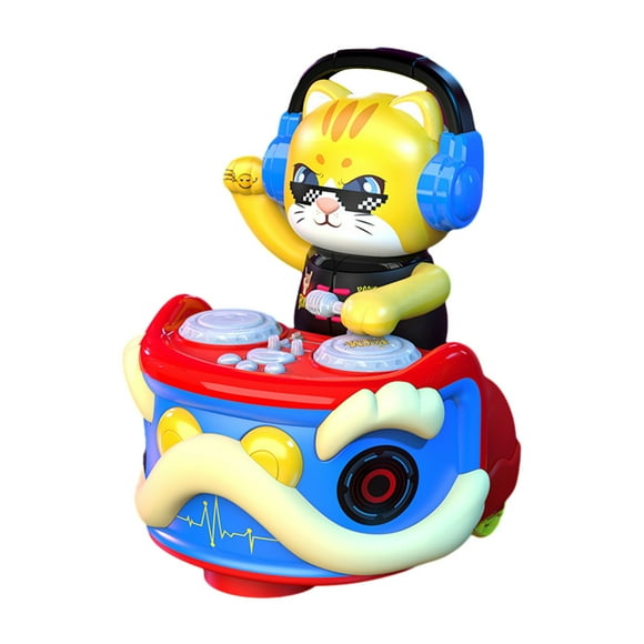 Cyber and Monday Deals Robot Toys For Boys Electric Dj Disc Cats, Making Hip-Hop Universal Wheel Dance Robot, Electric Colorful Rocking Cats With Cool Lighting Music Toys Gift For Baby Children Black