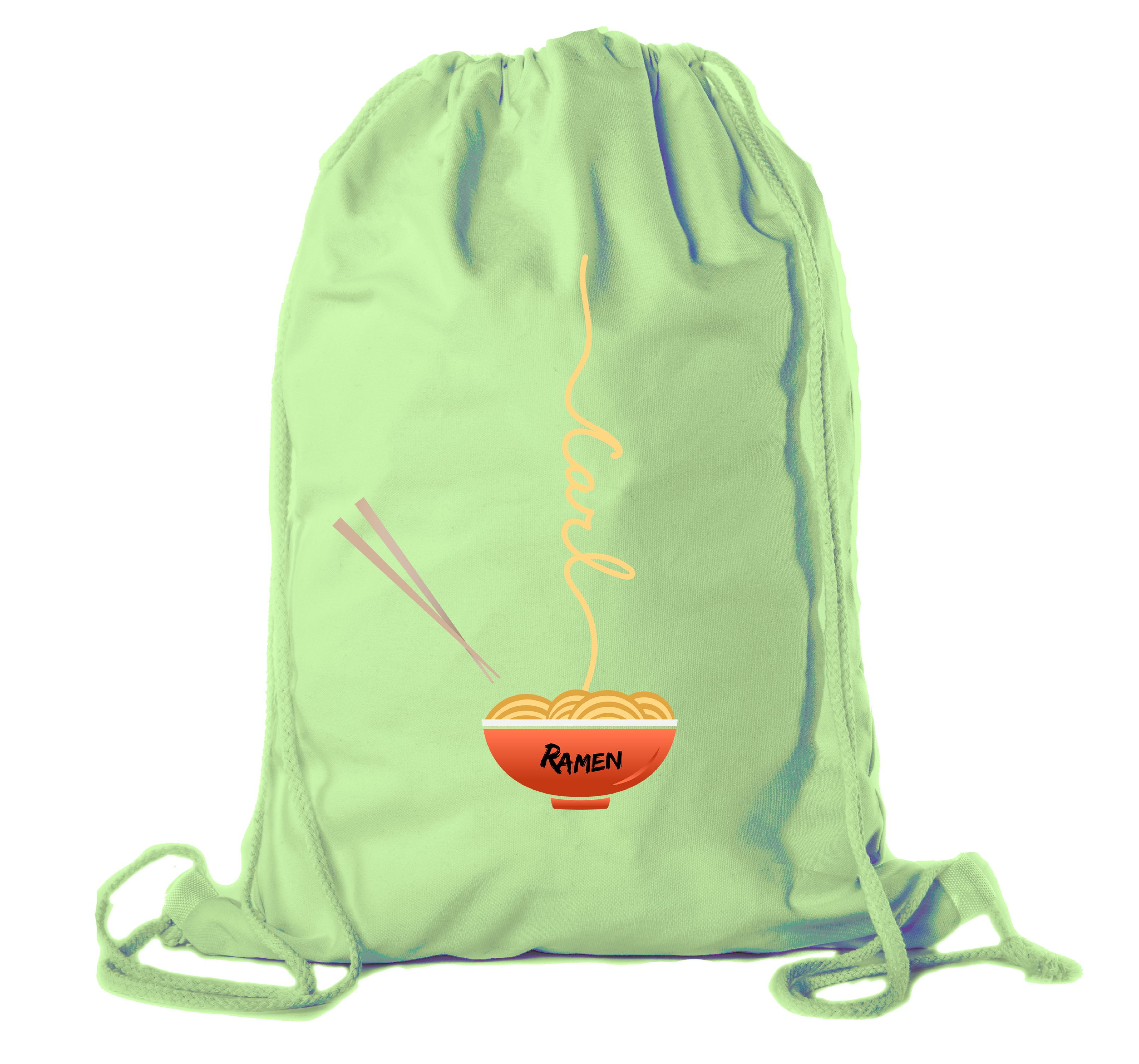 Ramen noodle Backpack Personalized Drawstring Bag Cotton Canvas Cinch