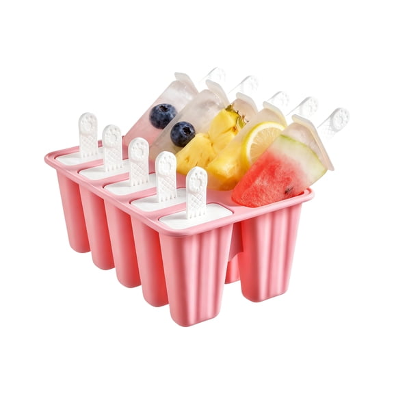Nordwen Silicone Popsicle Mold10-Cavity Ice Pop Maker with Reusable Sticks, Easy-Release Homemade Frozen Treat Tray for Juice, Smoothies and Ice Cream, Pink