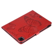 Case for iPad Pro 12.9 2021 5th/4th/3rd Generation,Slim Fit Folio Flip PU Leather Butterfly Embossed Smart Stand Cover Auto Wake/Sleep Shockproof Protection TPU Back Cover, Red