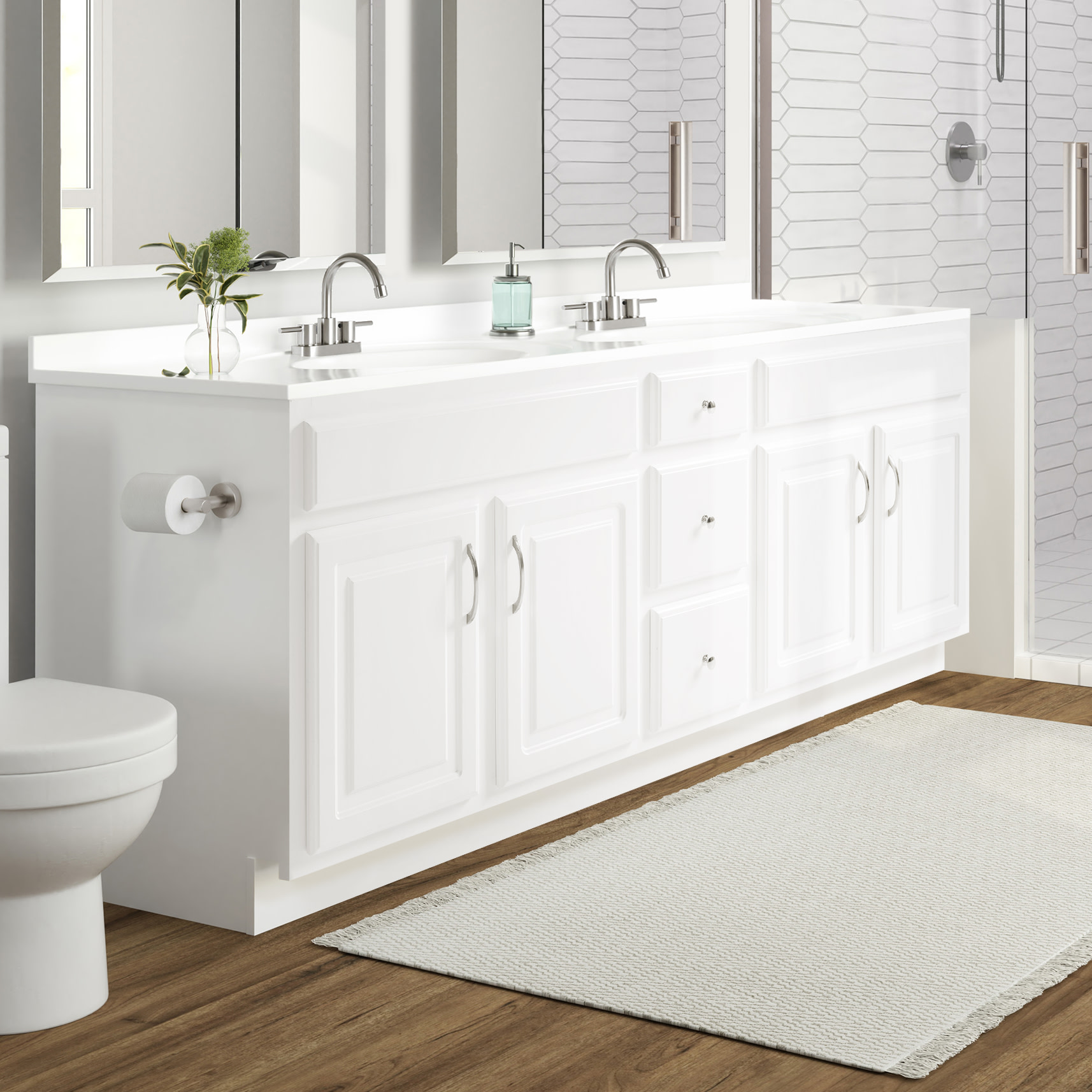 Design House Concord 72-Inch Bathroom Vanity Without Top in White ...