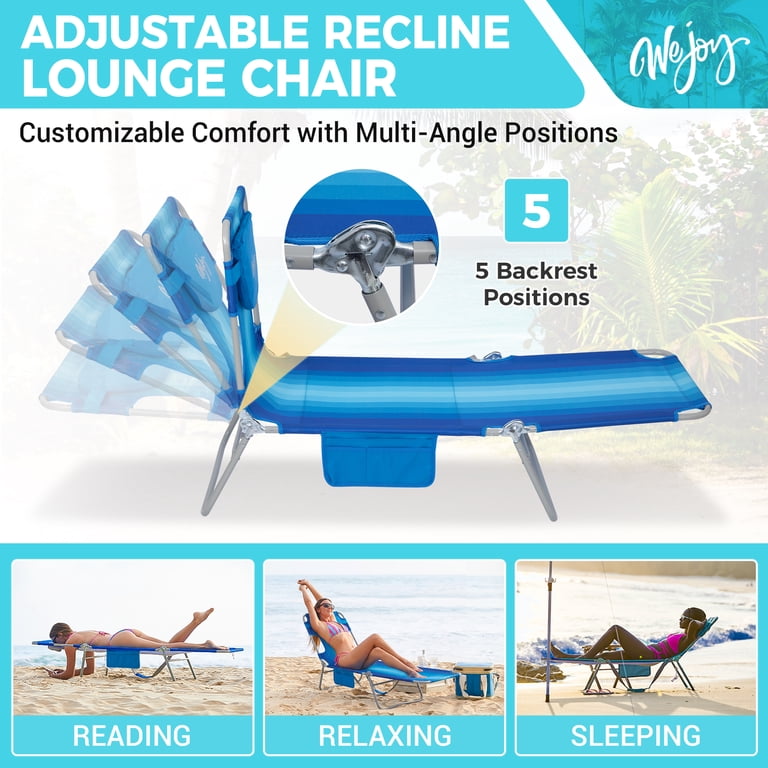 WEJOY Beach Chaise Lounge, 5-Position Tanning Chair with Face Hole photo 2