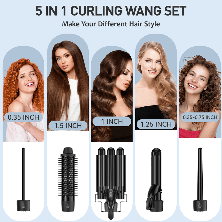 MAX-T 5-in-1 Curling Iron Set, Hair Waver, Curling Irons for Hair