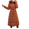 thumbnail image 2 of Black and Friday Clothing Sales Idoravan Women's Quilted Puffer Coat,Women's Fall and Winter Long Sleeved Warm Cotton Jacket Bread Brown XXL, 2 of 3