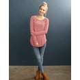 thumbnail image 5 of Wenseny Long Sleeve Fitted Shirts Tunic Round neckline Side Split Casual Shirts Pink L, 5 of 6