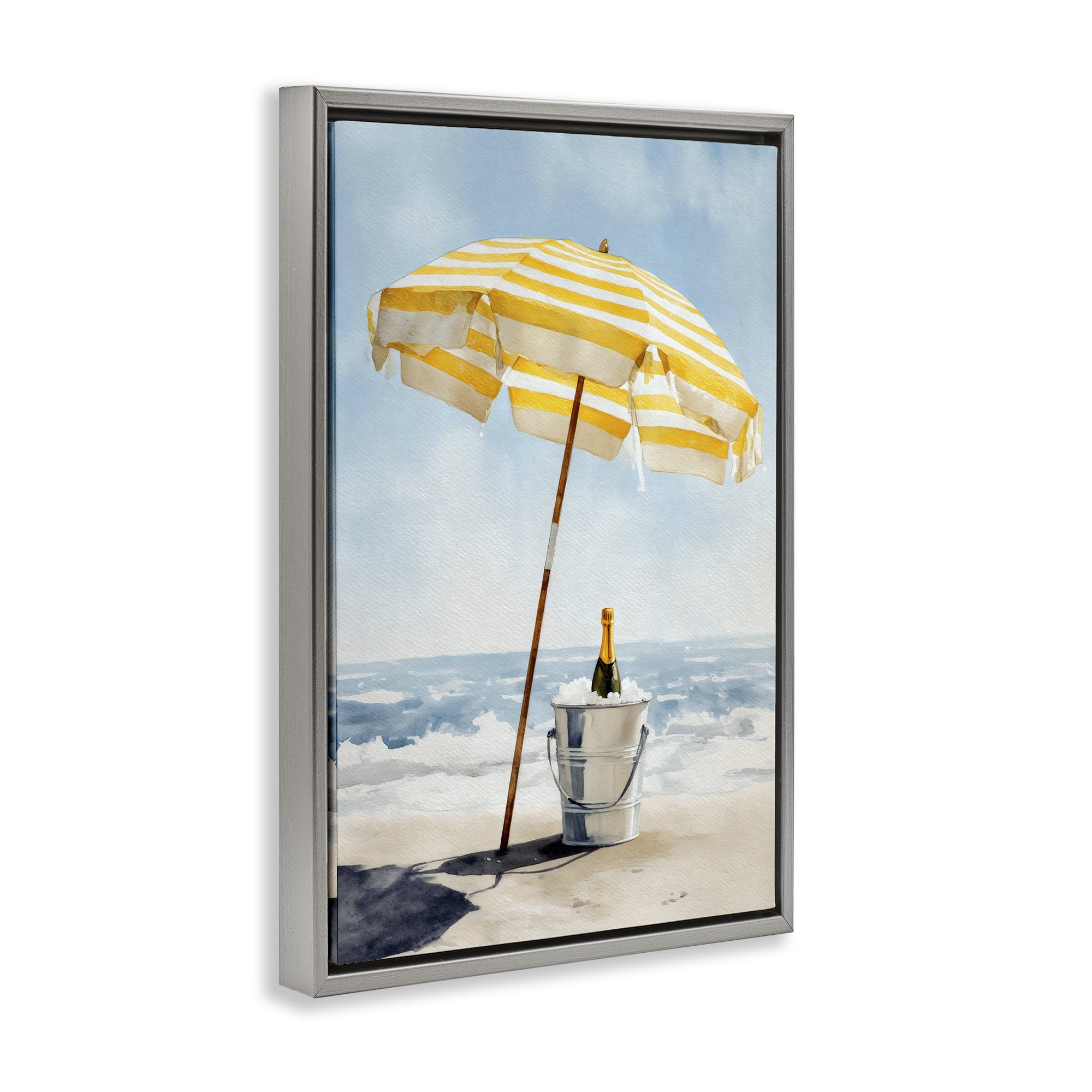 Stupell Industries Sunshine Celebration at Seaside Gray Framed Floater Canvas Wall Art, design by Petal Prints Design