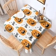 thumbnail image 2 of Horror Pumpkin Ghost Square Table Cover Wrinkle Resistant Washable Happy Halloween Tablecolths Table Cloths for Halloween Party Decorations Favors (60x60 Inch), 2 of 6