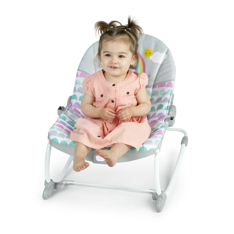 Bright Starts Rosy Rainbow Infant to Toddler Baby Rocker with Vibrations  Newborn Unisex 